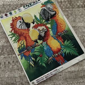 Rhinestone Art Finished Art 11”x9.5” tropical birds art